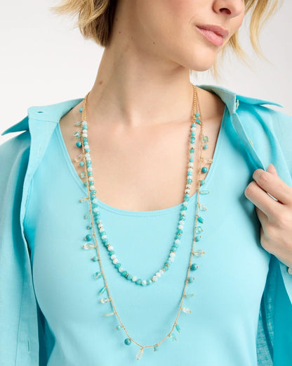 Chico's Discount | Multi-Strand Aqua Layering Necklace