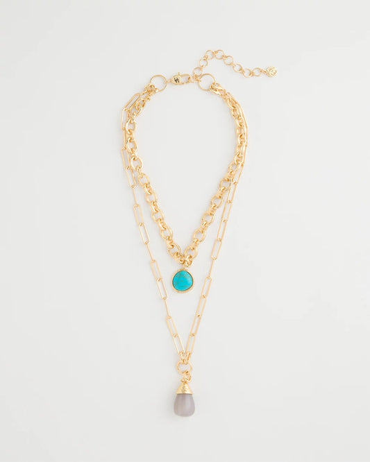Chico's Special Offer | Double-Strand Blue Pendant Necklace