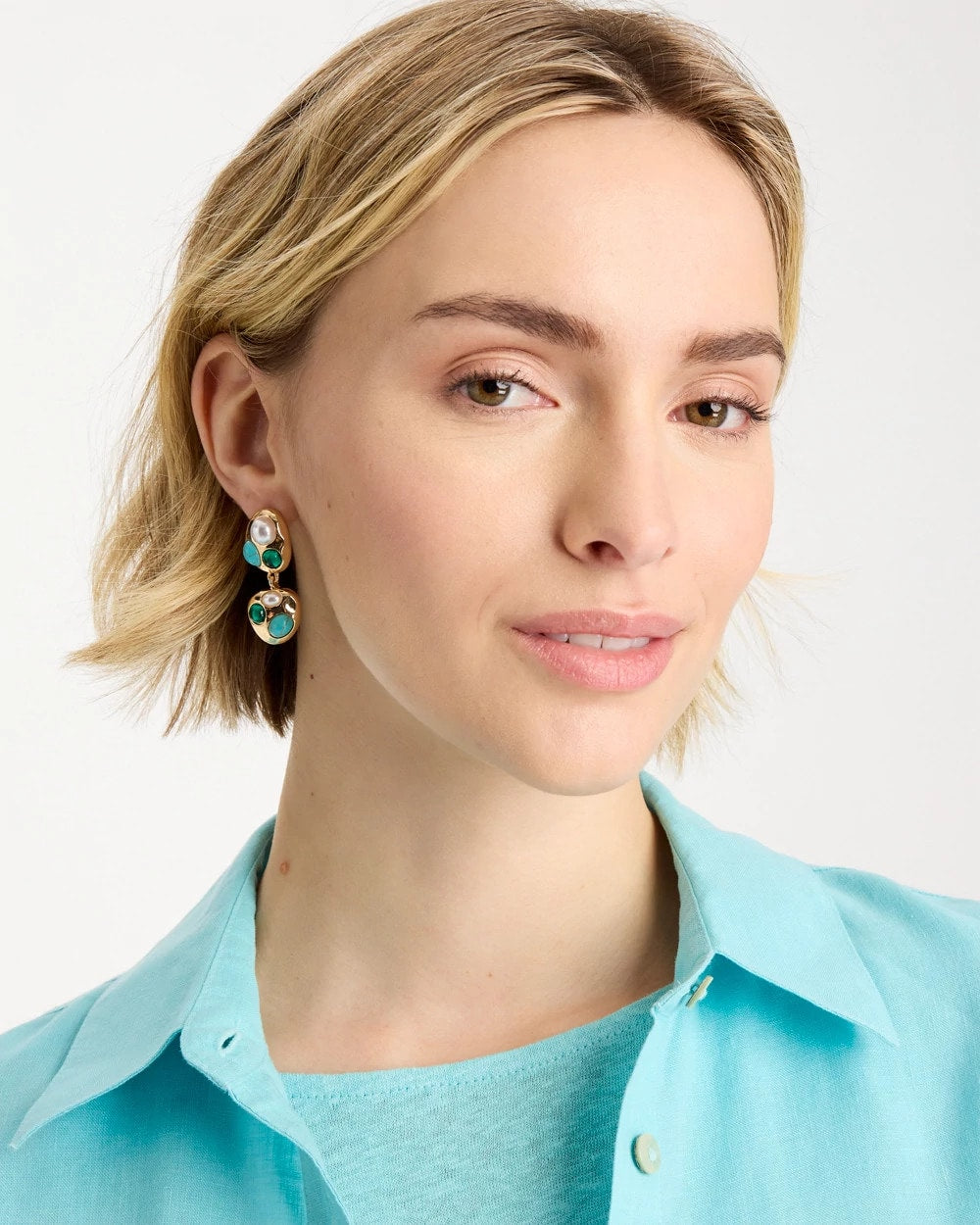 Chico's Discount | Blue Pearl Cab Drop Earrings