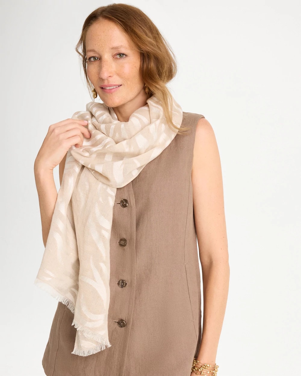 Chico's Popular | Neutral Zebra Jacquard Oblong Scarf
