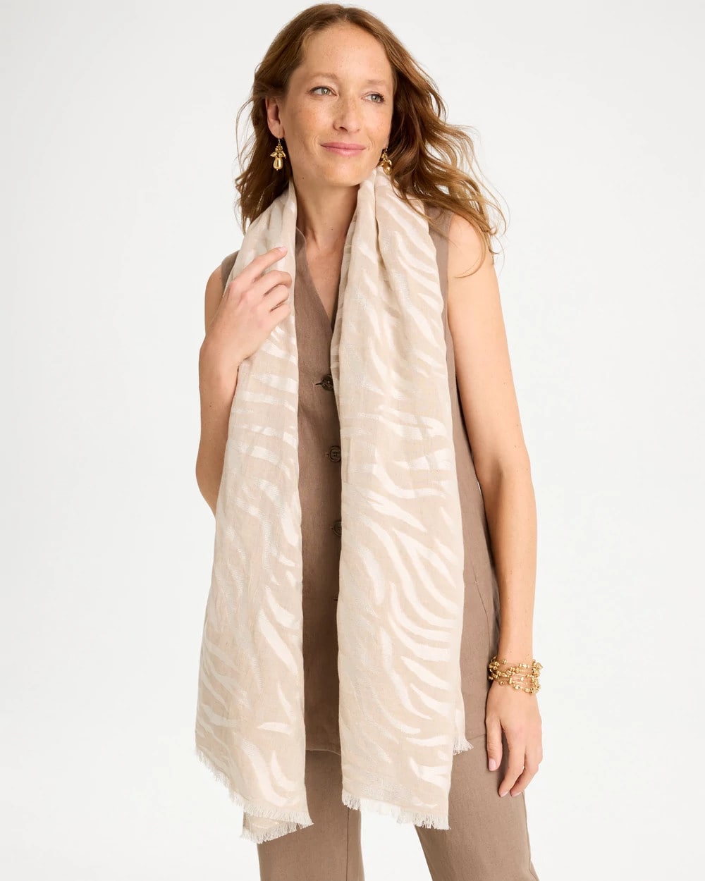 Chico's Popular | Neutral Zebra Jacquard Oblong Scarf