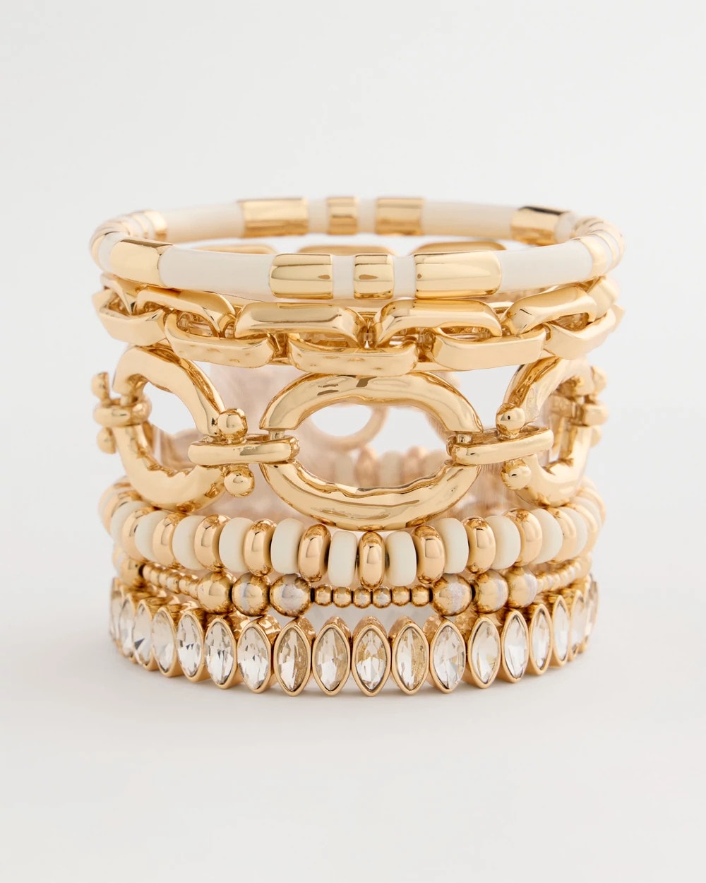 Chico's Essential | White Gold Slice Stretch Bracelet