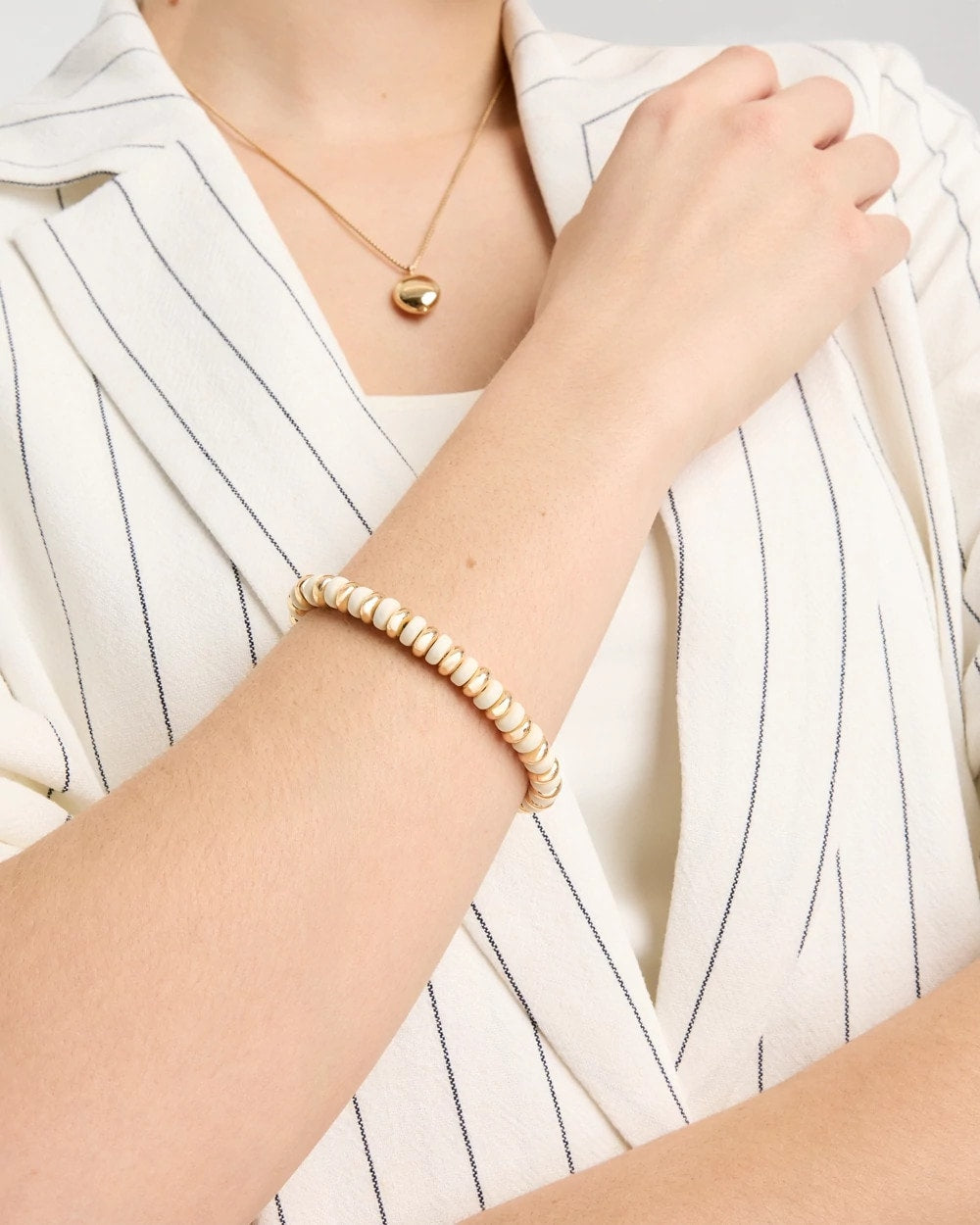 Chico's Essential | White Gold Slice Stretch Bracelet