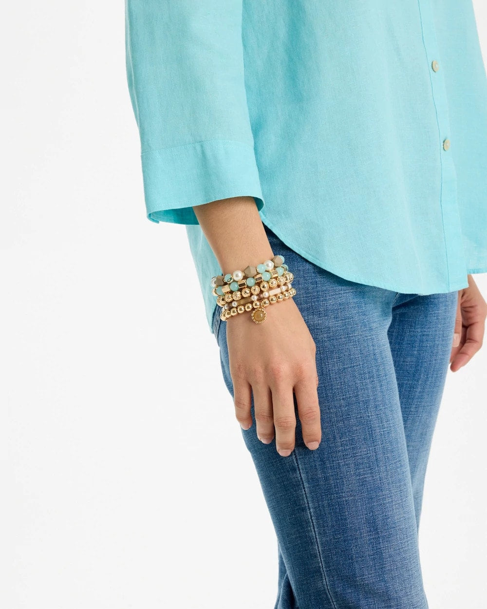 Chico's Best Price | Aqua Stretch Set of Five Beaded Bracelets
