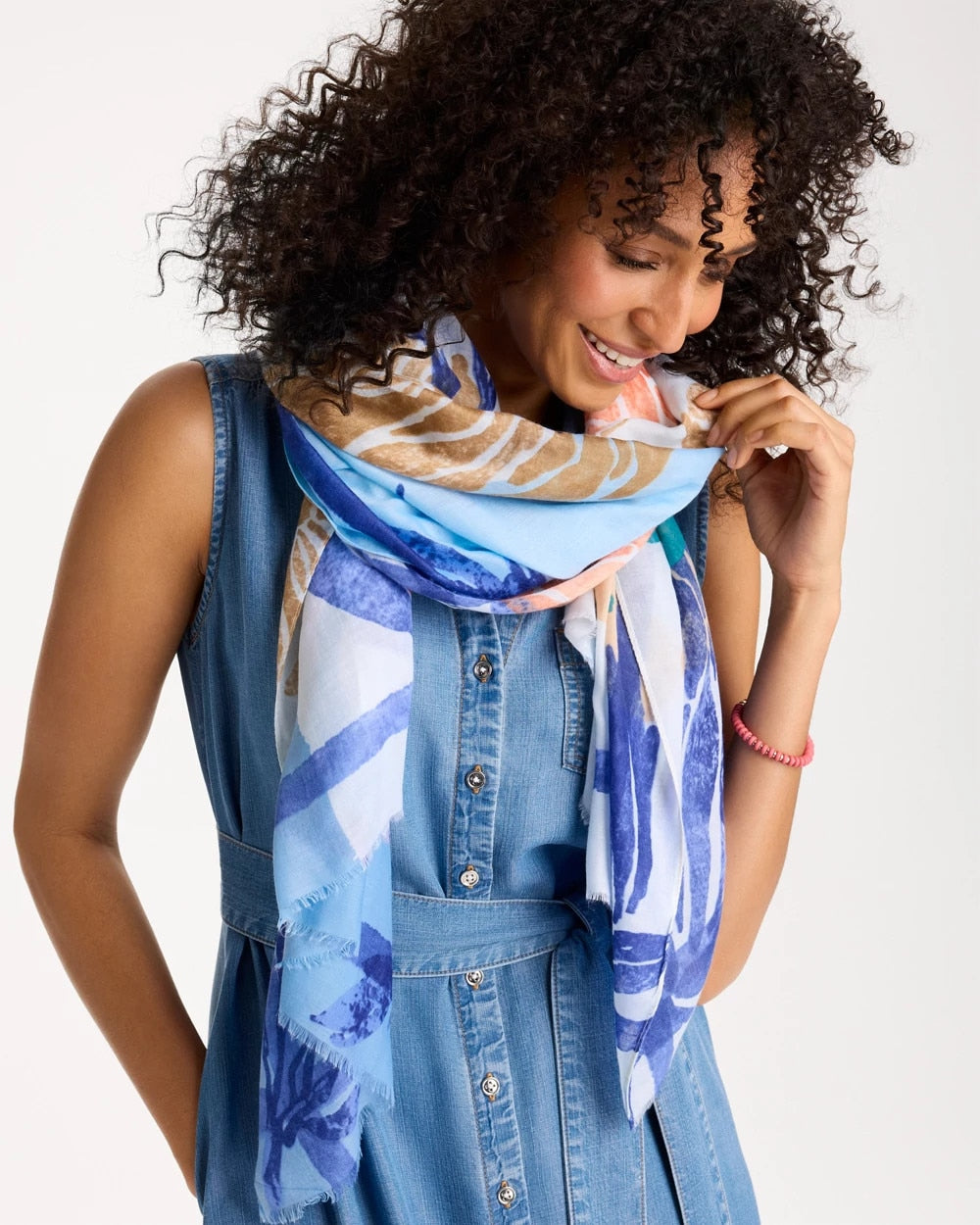 Chico's Sale | Coral Motif Oblong Scarf