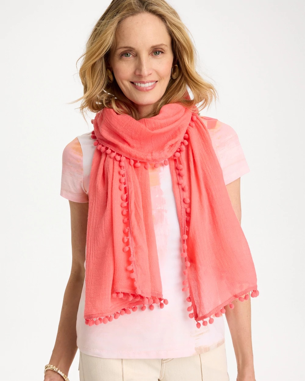 Chico's Hot Sale | Pom Pom Oblong Scarf