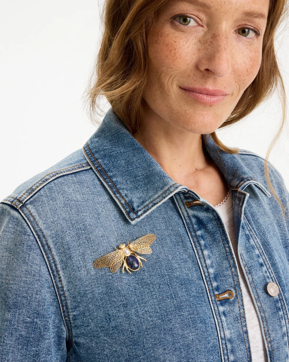 Chico's Sale | Sodalite Stone Pearl Bee Brooch