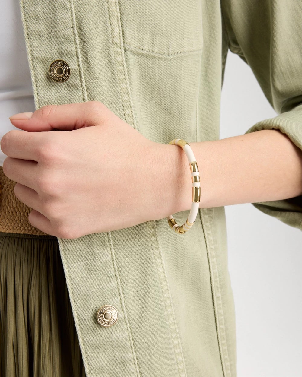 Chico's Trending | White Enamel Hinge Bangle