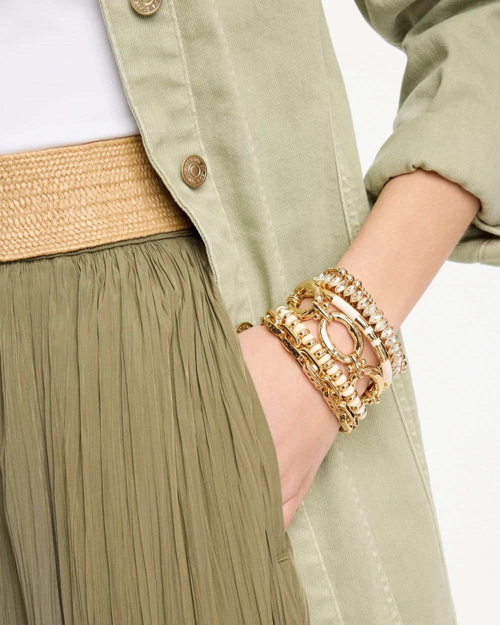 Chico's Trending | White Enamel Hinge Bangle