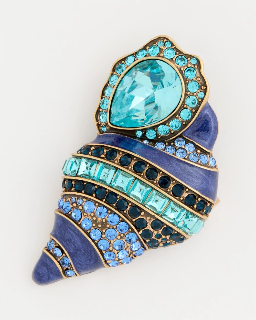 Chico's Classic | Faux Blue Halo Diamond Conch Shell Brooch