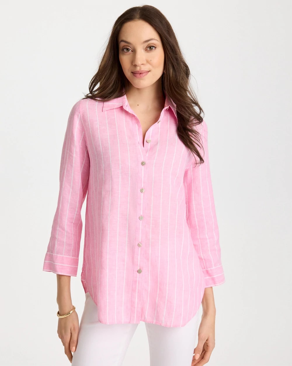 Chico's Signature | No Iron™ Linen Striped Shirt