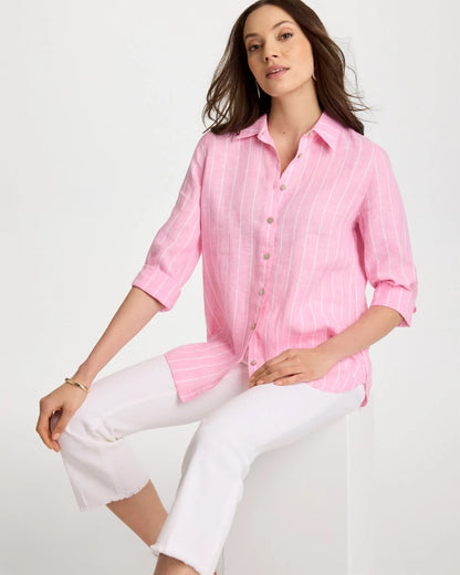Chico's Signature | No Iron™ Linen Striped Shirt
