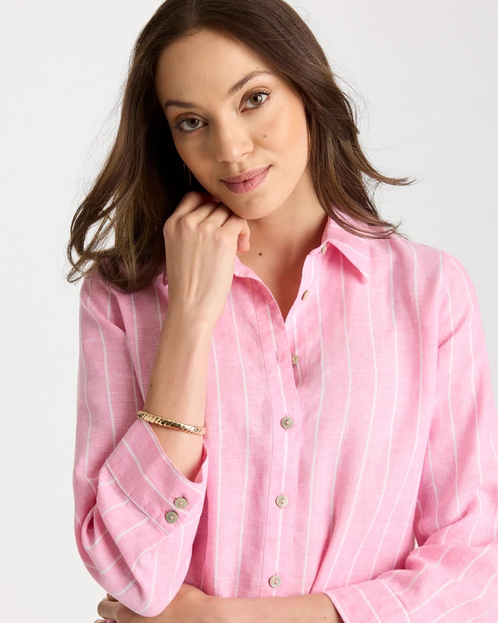 Chico's Signature | No Iron™ Linen Striped Shirt