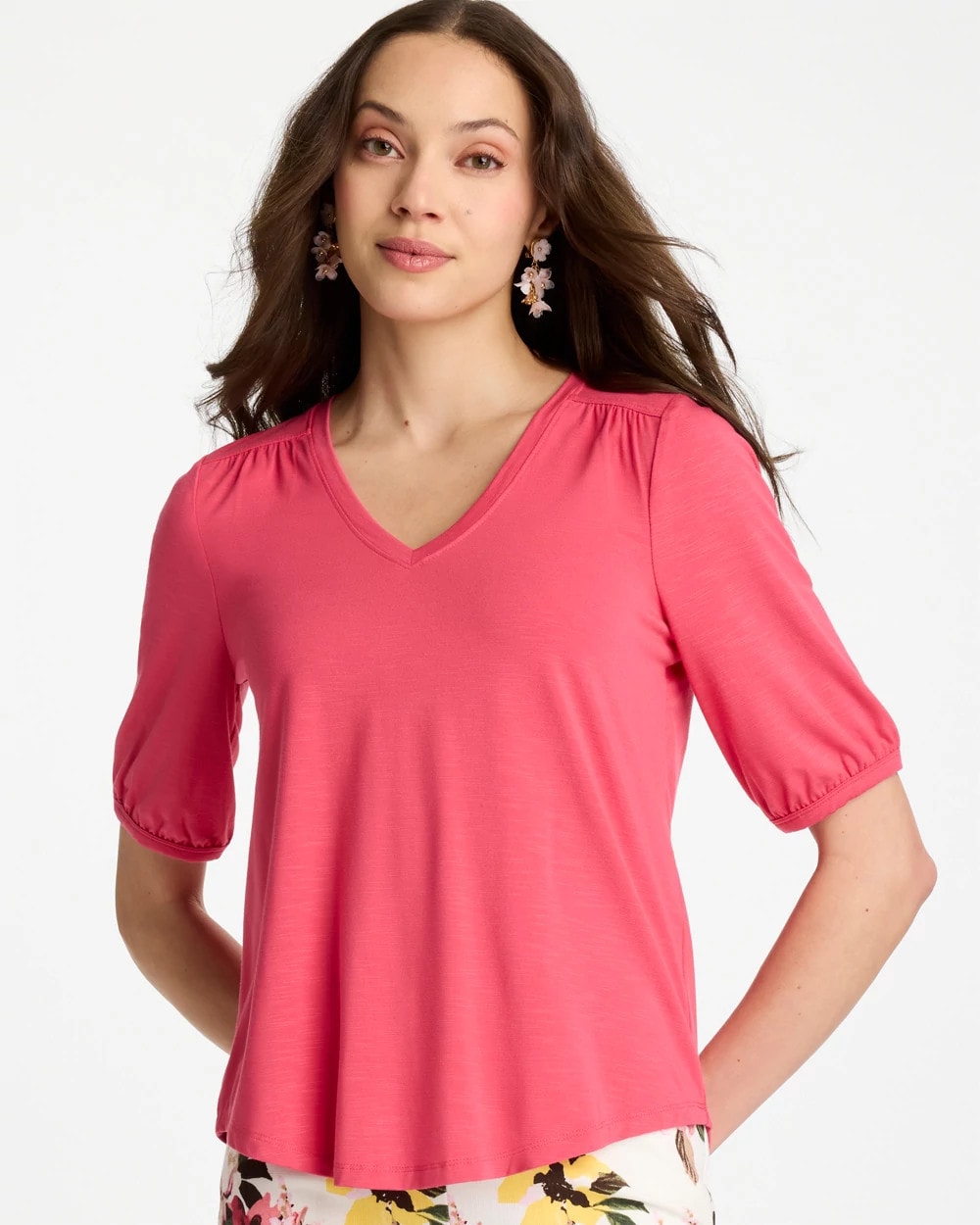 Chico's Best Price | Shirred Elbow Sleeve Tee