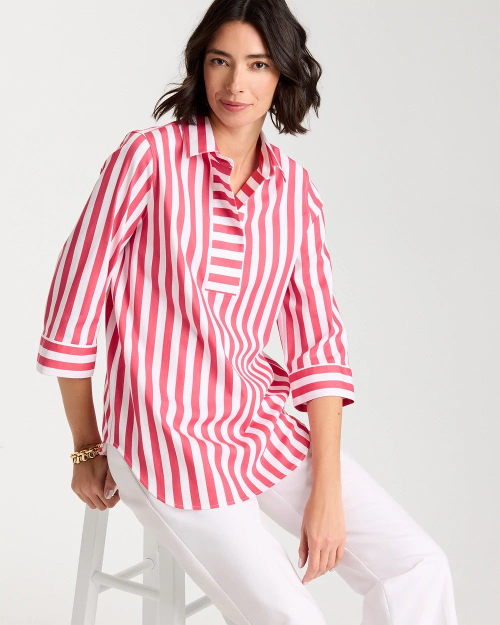 Chico's Best Price | No Iron™ Striped Stretch Tunic