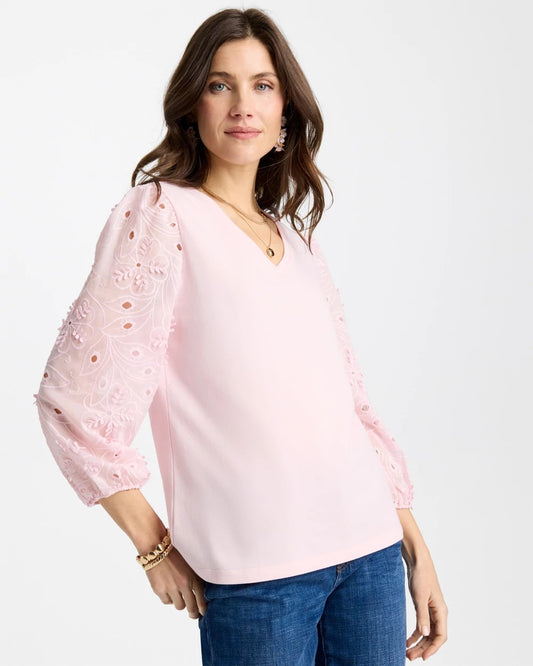 Chico's Classic | Floral Eyelet Sleeve Tee