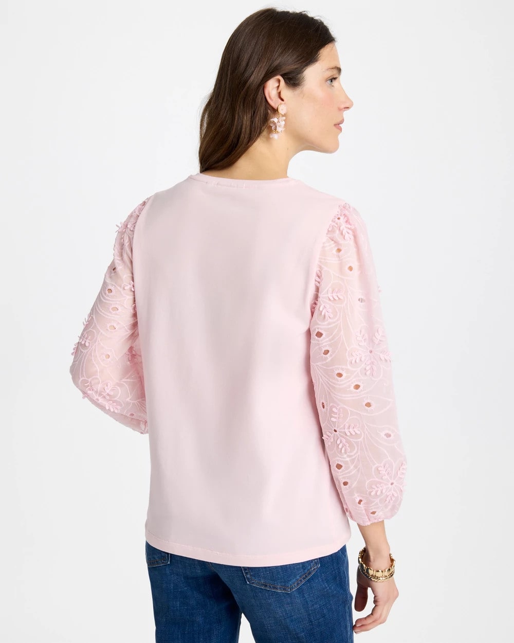 Chico's Classic | Floral Eyelet Sleeve Tee