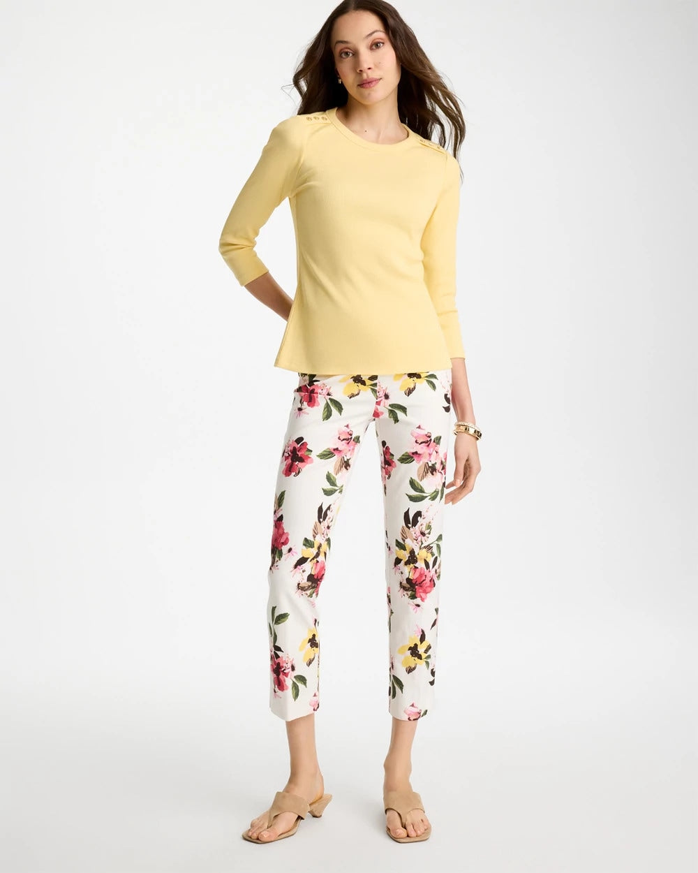 Chico's Deals | Ribbed Button Crewneck Tee