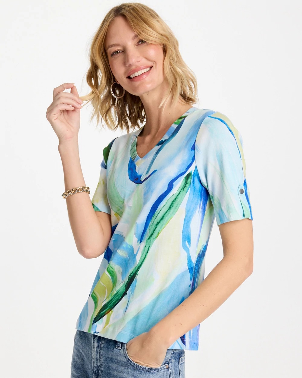 Chico's Classic | Printed Pima V-Neck Tee