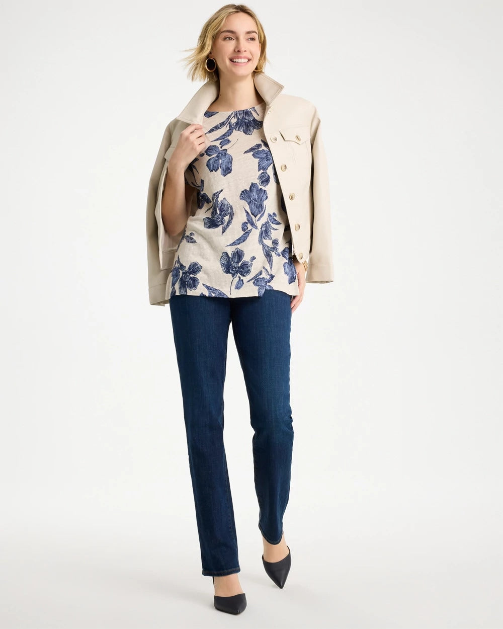 Chico's Classic | Floral Linen Dolman Tee
