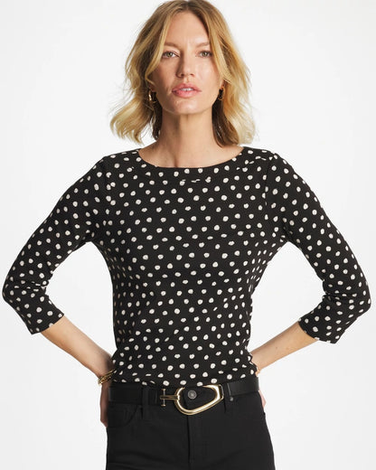 Chico's Recommended | Polka Dot Pima 3/4 Sleeve Tee
