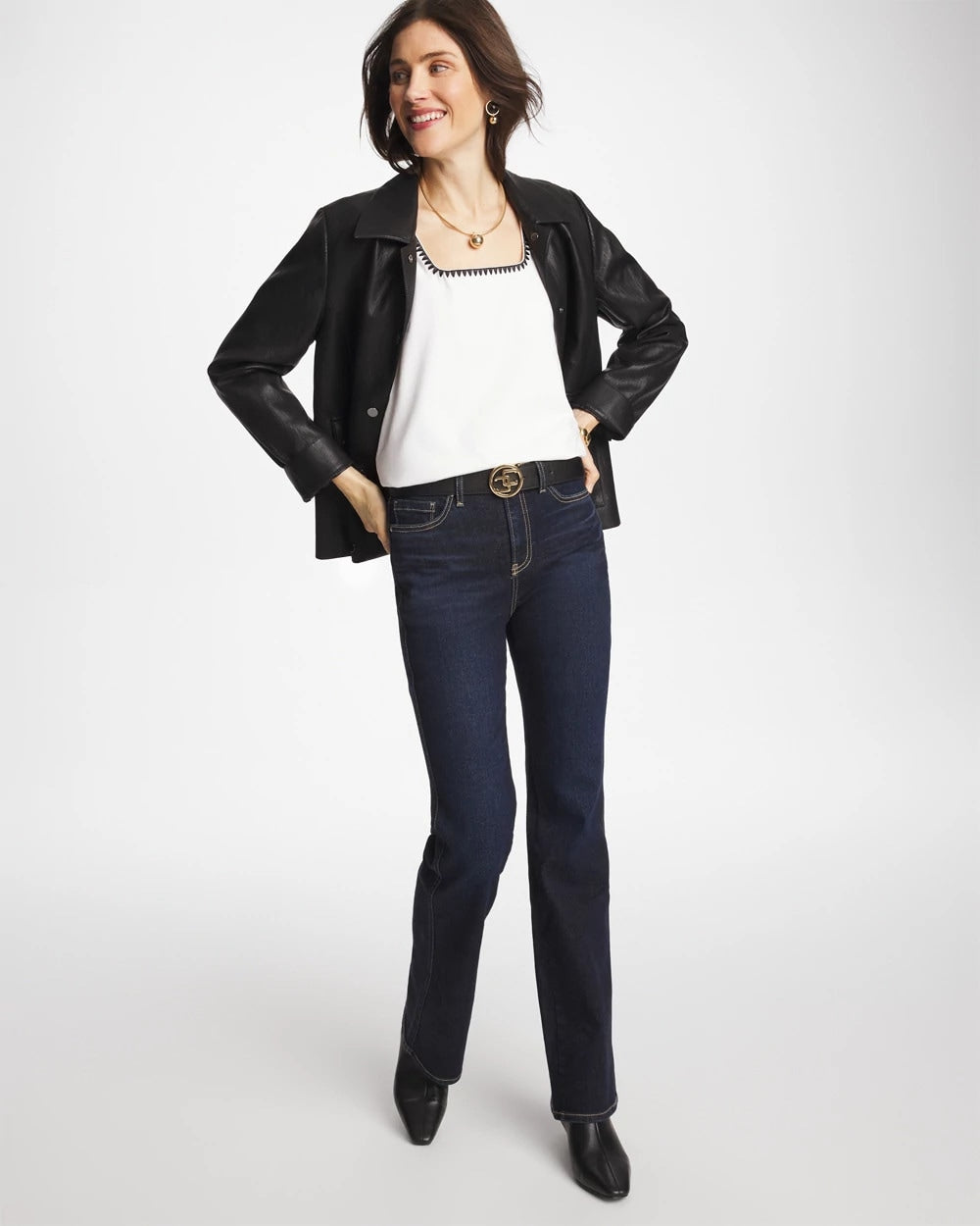 Chico's Trusted | Blanket Stitch Contour Cotton™ Square Neck Tank