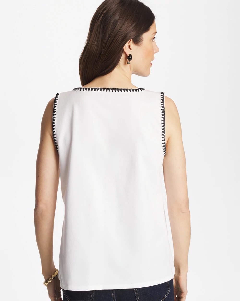 Chico's Trusted | Blanket Stitch Contour Cotton™ Square Neck Tank
