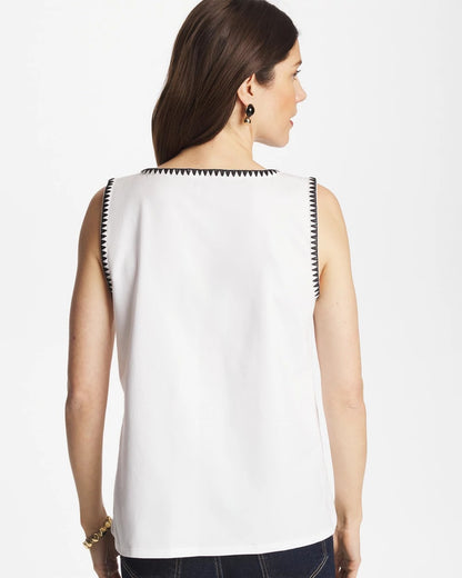 Chico's Trusted | Blanket Stitch Contour Cotton™ Square Neck Tank