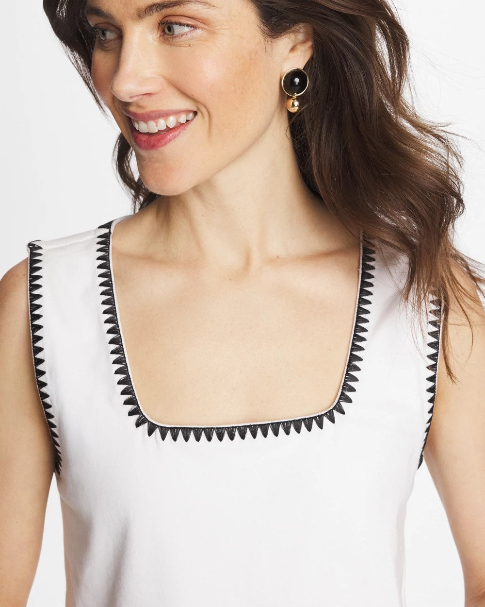 Chico's Trusted | Blanket Stitch Contour Cotton™ Square Neck Tank