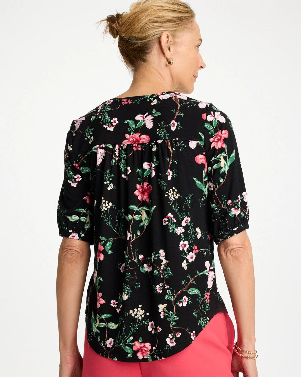 Chico's Sale | Kyoto Shirred Elbow Sleeve Tee