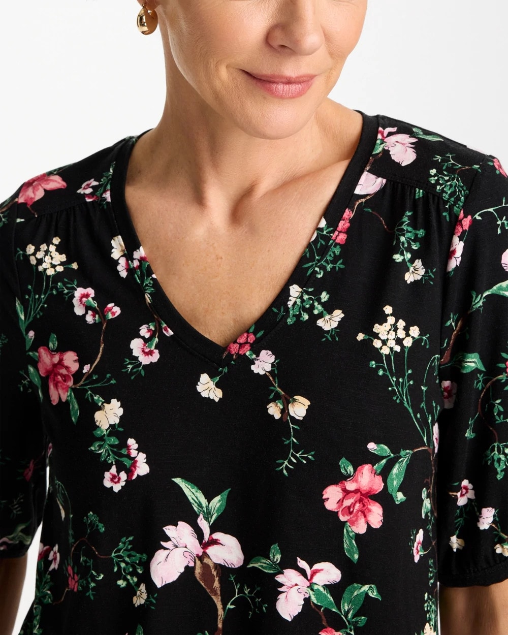Chico's Sale | Kyoto Shirred Elbow Sleeve Tee