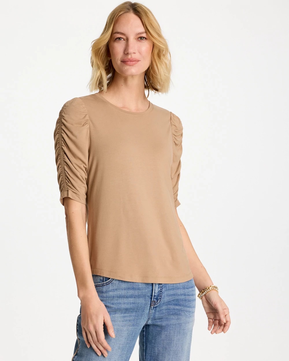 Chico's Latest | Touch of Cool™ Ruched Sleeve Knit Tee