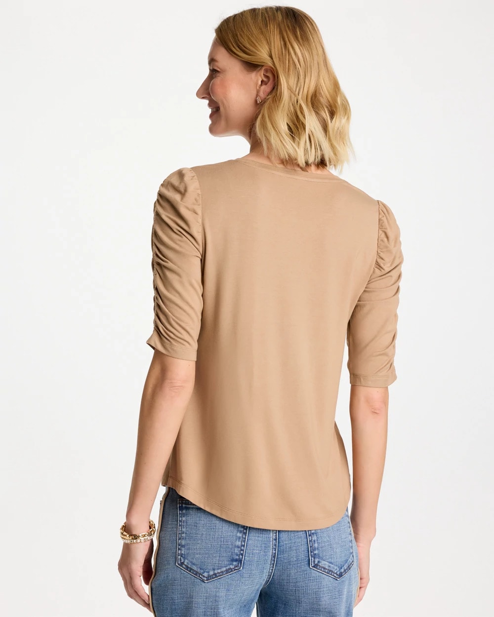 Chico's Latest | Touch of Cool™ Ruched Sleeve Knit Tee