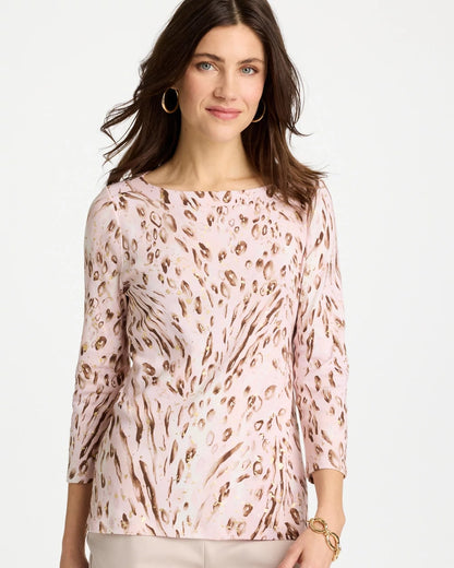 Chico's Value | Animal Foiled Pima 3/4 Sleeve Tee