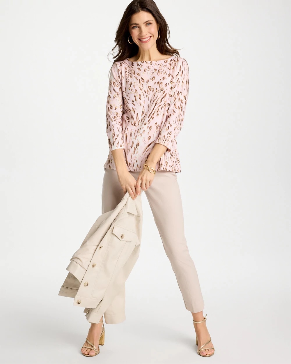 Chico's Value | Animal Foiled Pima 3/4 Sleeve Tee