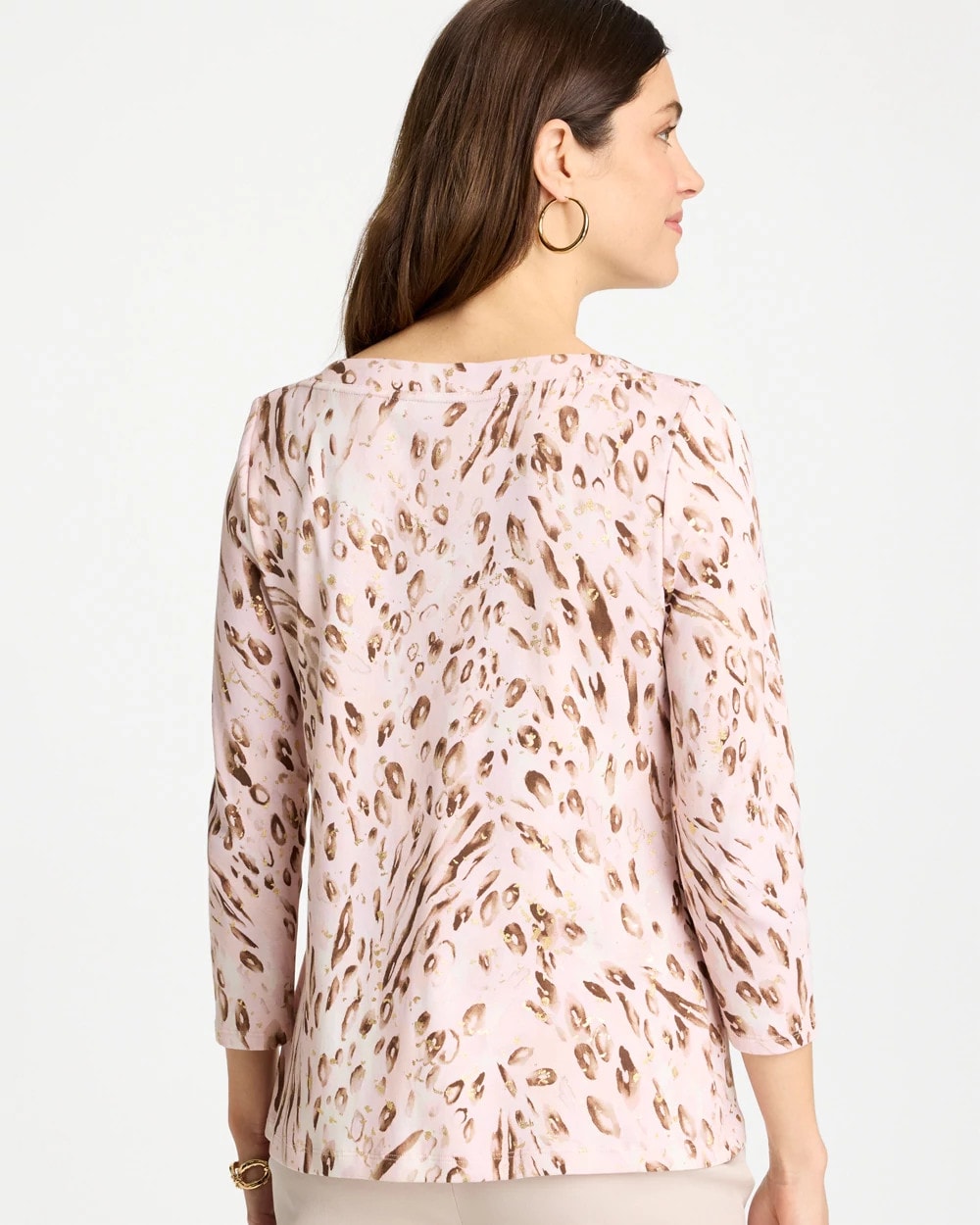 Chico's Value | Animal Foiled Pima 3/4 Sleeve Tee
