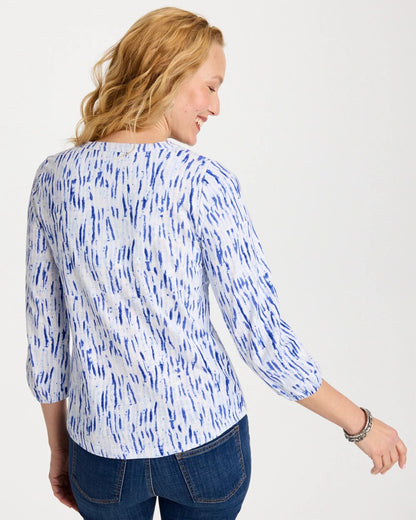 Chico's Hot Sale | Printed Puff Sleeve Slub Henley