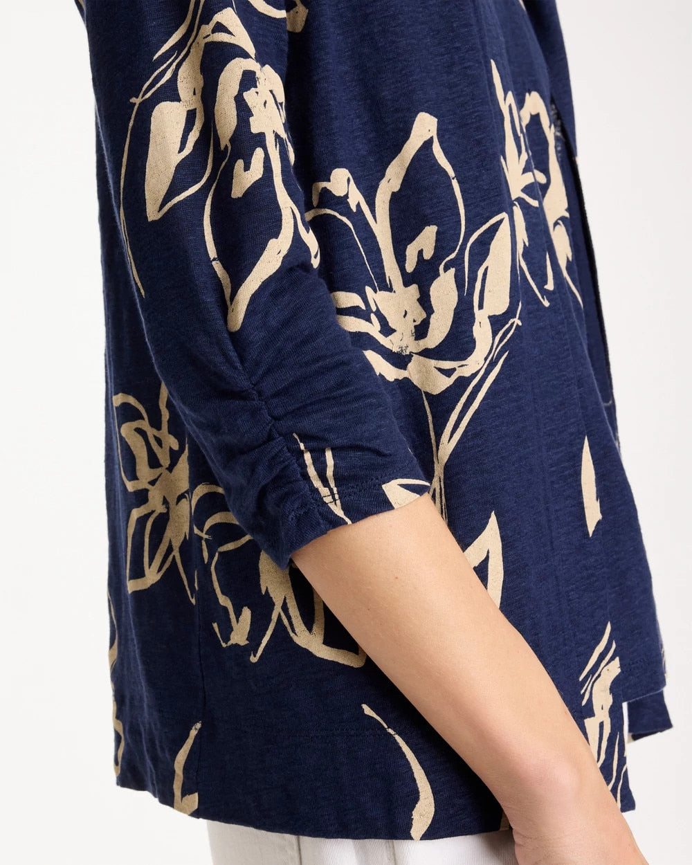 Chico's Discount | Floral Linen Open Front Cardigan