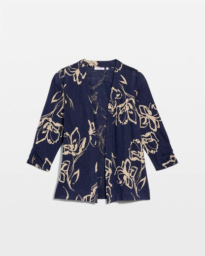 Chico's Discount | Floral Linen Open Front Cardigan