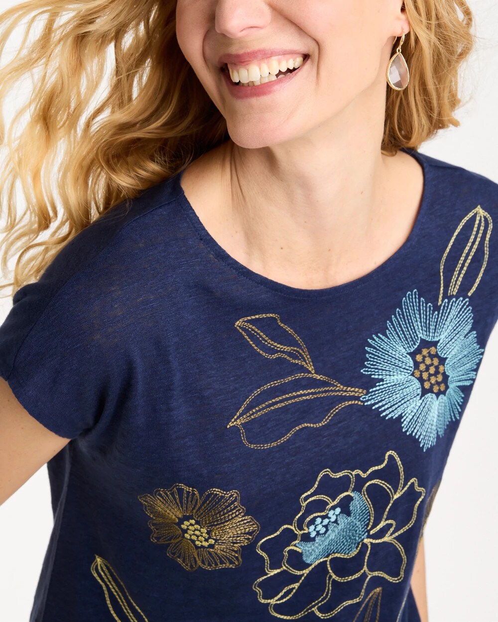 Chico's Best Seller | Embroidered Linen Dolman Tee