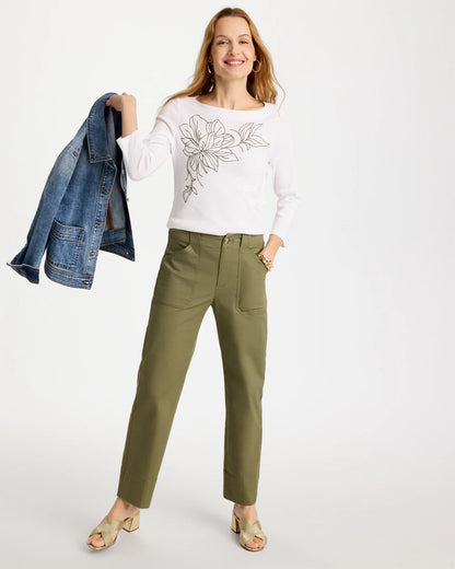 Chico's Exclusive | Embroidered Pima 3/4 Sleeve Tee