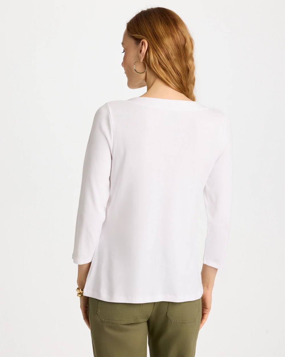 Chico's Exclusive | Embroidered Pima 3/4 Sleeve Tee