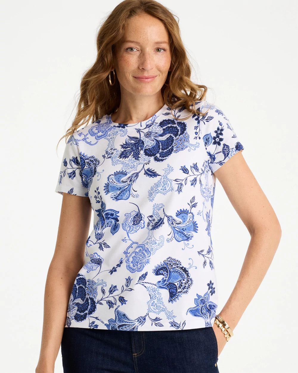 Chico's Sale | Jolene Cotton Stretch Cap Sleeve Tee