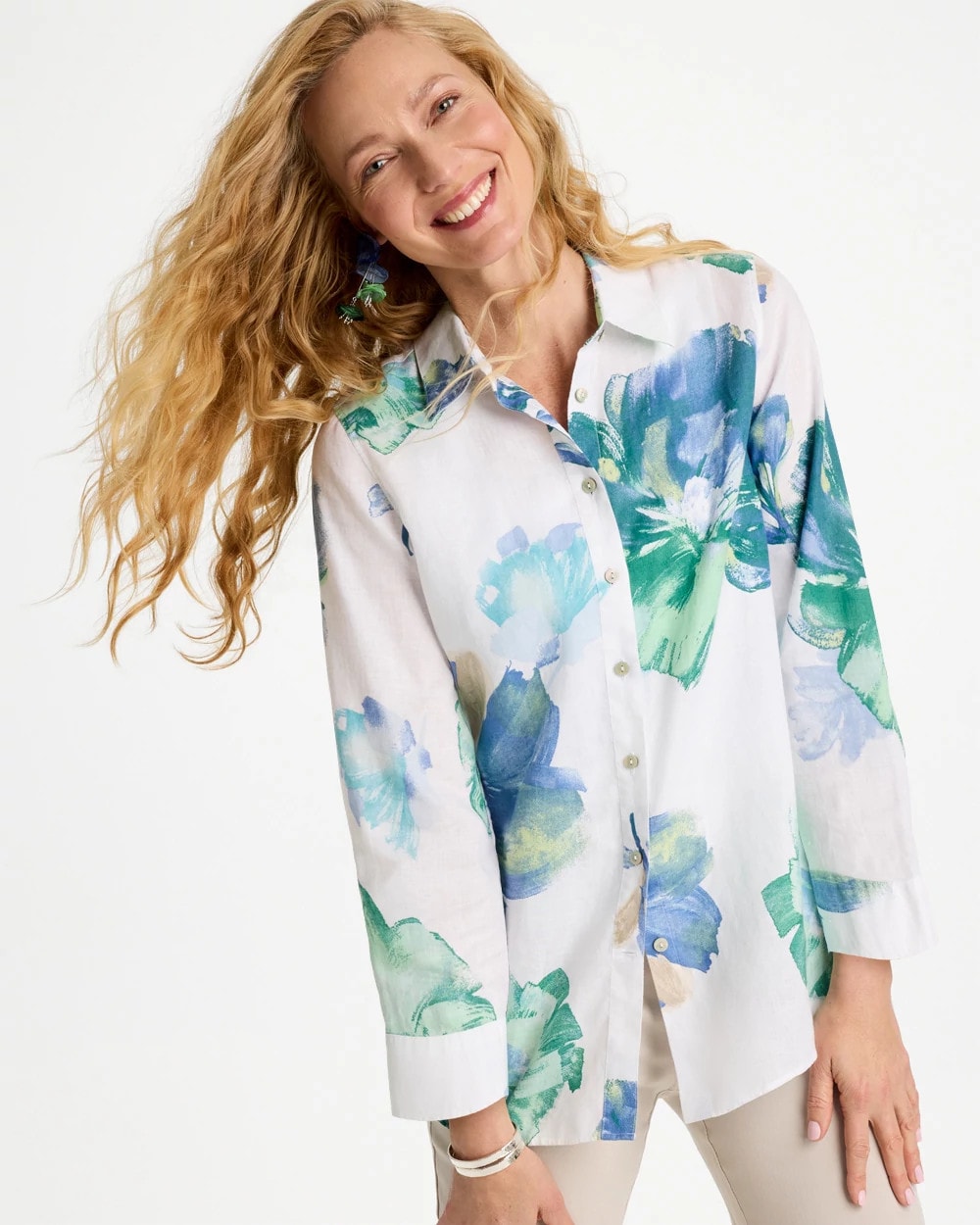 Chico's Exclusive | No Iron™ Printed Linen Shirt
