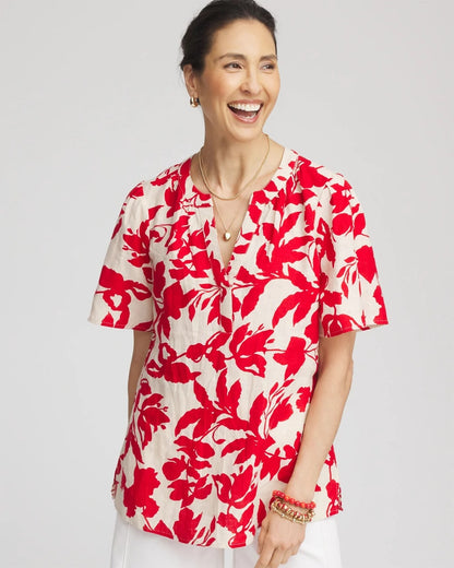 Chico's Signature | Floral Linen Popover Shirt