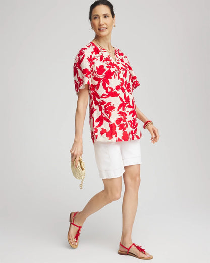 Chico's Signature | Floral Linen Popover Shirt