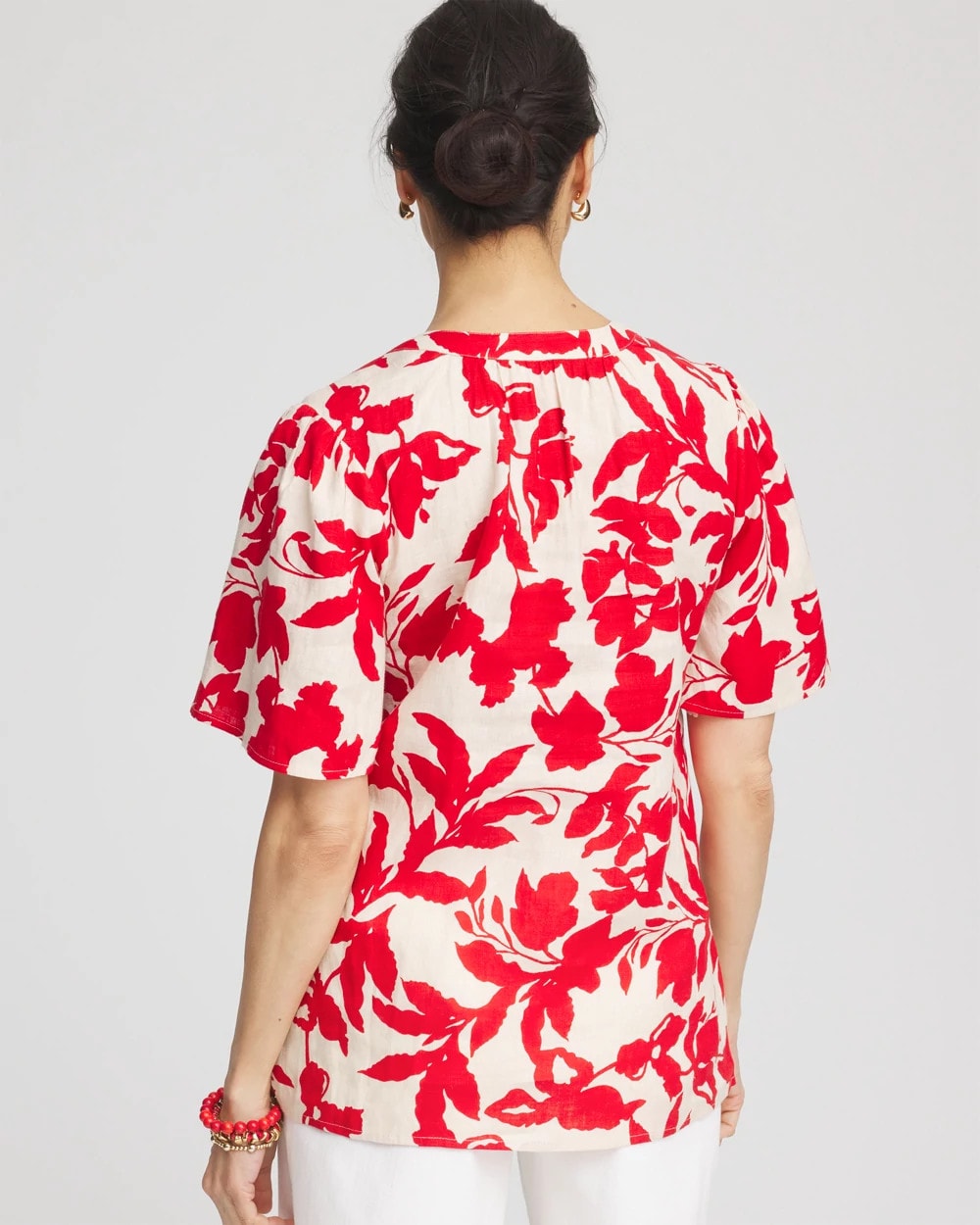 Chico's Signature | Floral Linen Popover Shirt