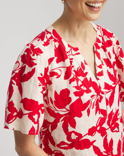 Chico's Signature | Floral Linen Popover Shirt