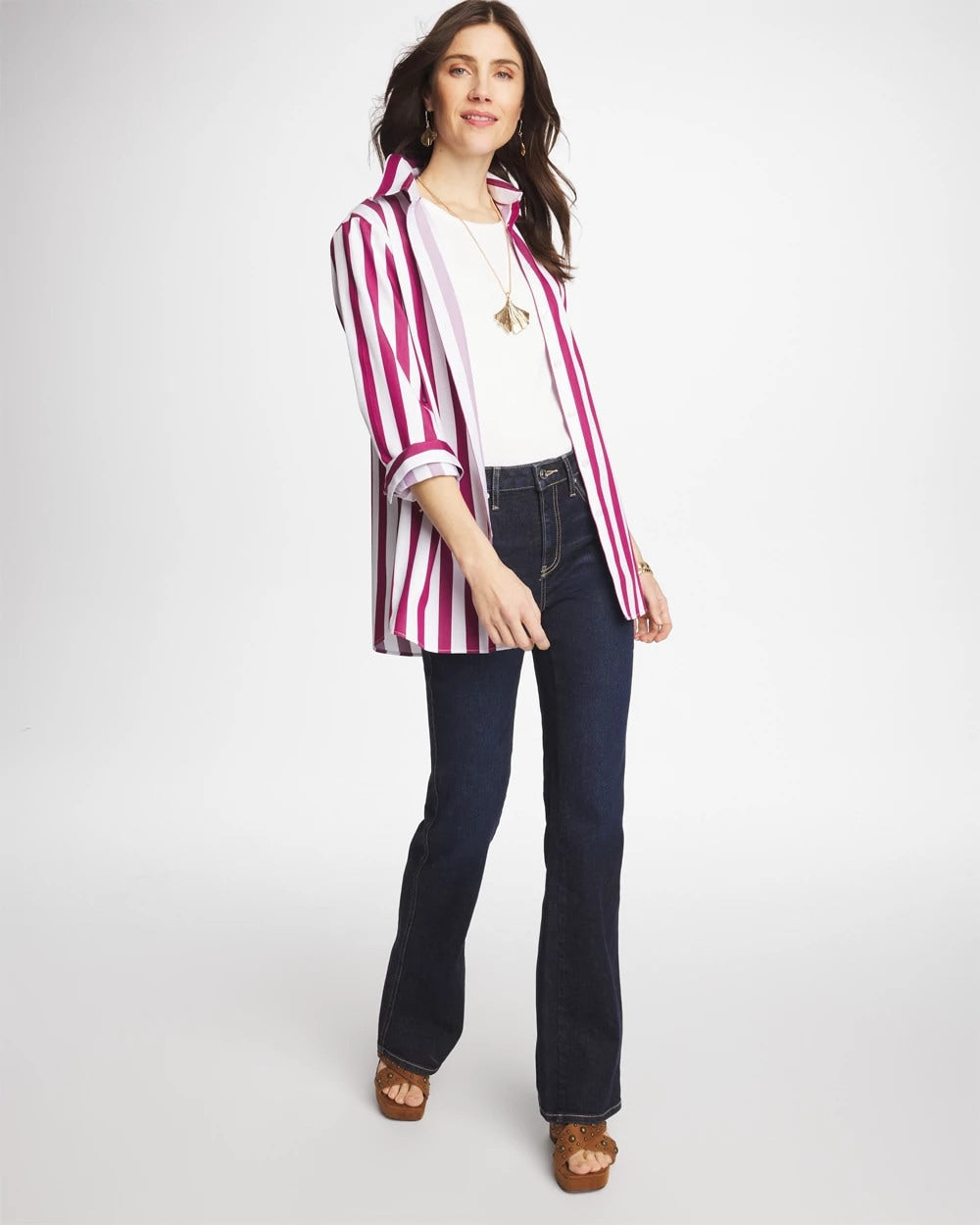 Chico's Discount | No Iron™ Stretch Striped Shirt