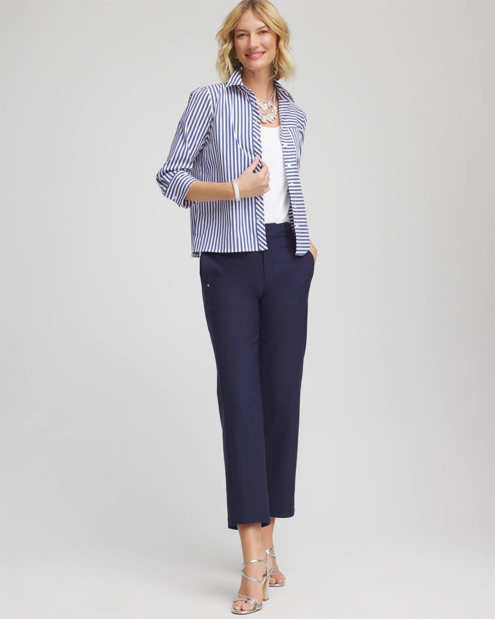 Chico's Customer Favorite | Stripe Mixing Poplin Shirt